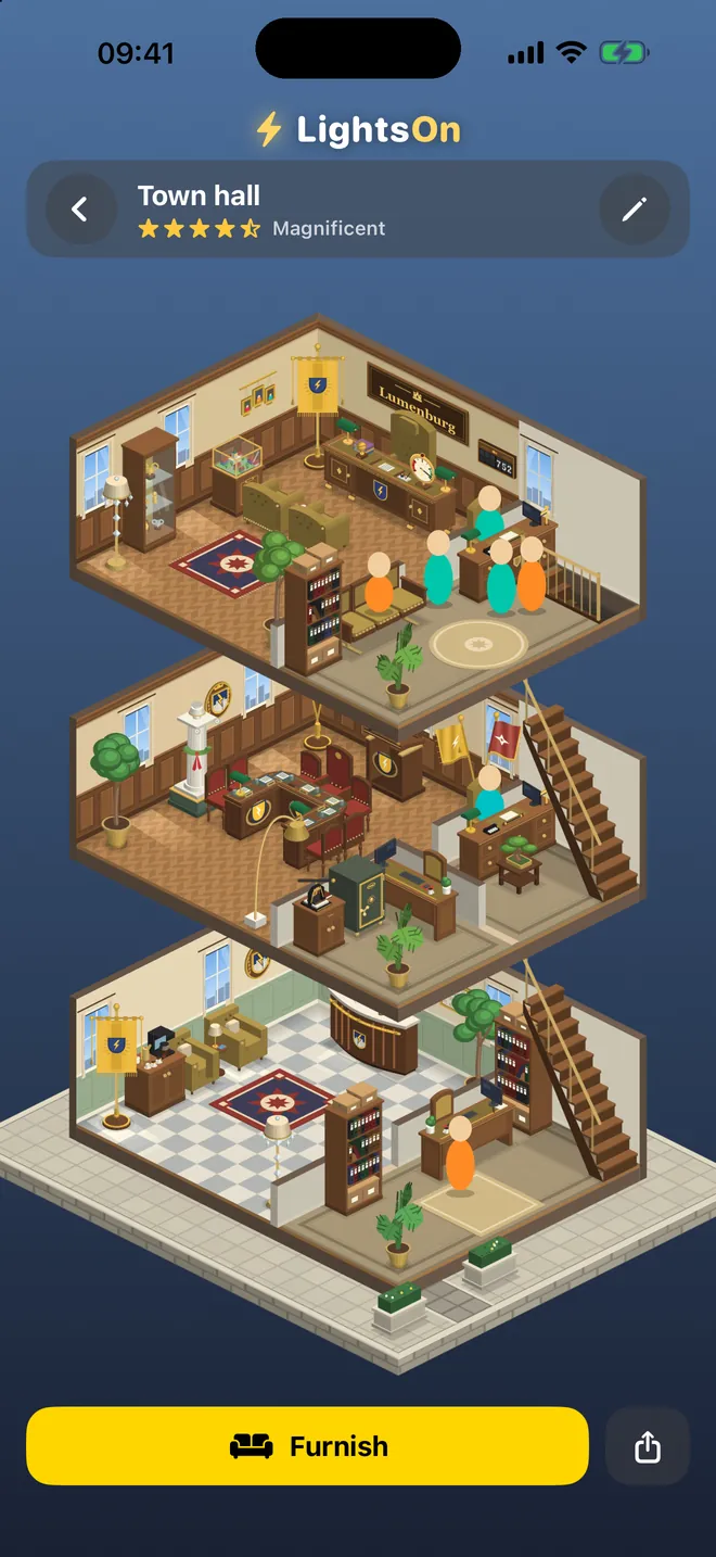 Town hall — Offices, a council chamber and live numbers from your city.
